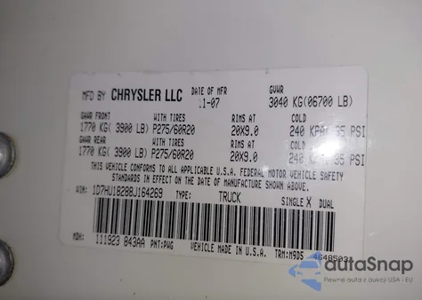 2008 Dodge Ram 1500 Slt from USA, damaged, VIN 1D7HU18288J164269